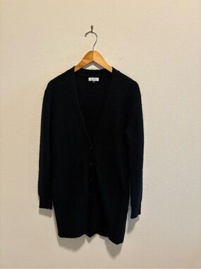 Galleries Lafayette Black Button-Front V-Neck Long Cardigan